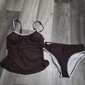Cupshe Brown and White Bikini Set